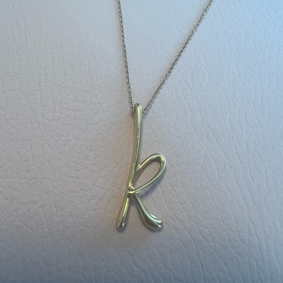 Tiffany & Co. Elsa Peretti Yellow Gold 'K' Necklace - Picture 5 of 7